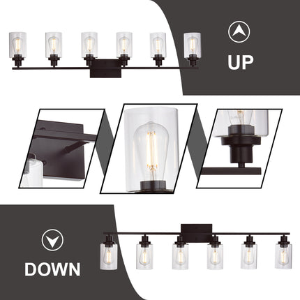 MELUCEE 6-Light Bathroom Vanity Light Fixture Vintage Industrial Oil Rubbed Bronze
