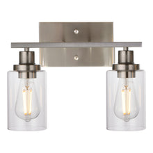 Load image into Gallery viewer, MELUCEE Metal Wall Lights with Clear Glass Shade 2 Heads Bathroom Light Fixtures Brushed Nickel
