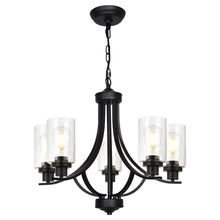 Load image into Gallery viewer, MELUCEE 5-Light Chandelier with Clear Glass Shade, Brushed Nickel/Black/Oil Rubbed Bronze
