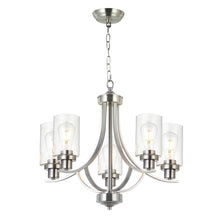 Load image into Gallery viewer, MELUCEE 5-Light Chandelier with Clear Glass Shade, Brushed Nickel/Black/Oil Rubbed Bronze
