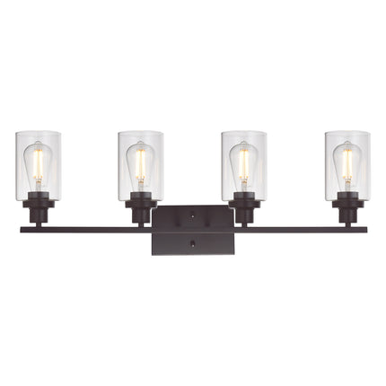 MELUCEE 4 Lights Wall Sconce Lighting Oil Rubbed Bronze Finished with Clear Glass