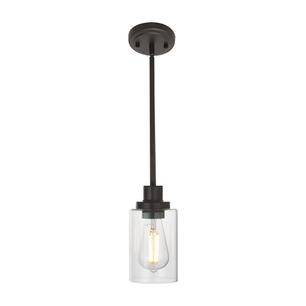 MELUCEE 1-Light Glass Pendant Light Industrial Edison Style Oil Rubbed Bronze Finish