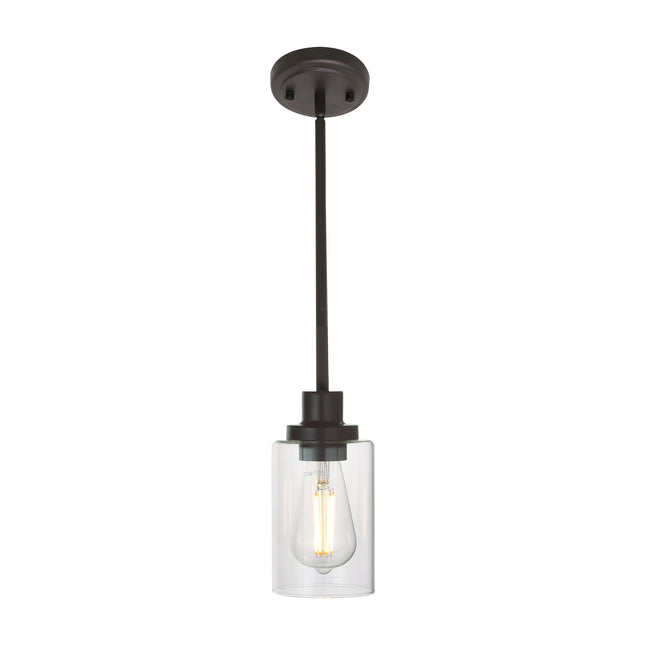 MELUCEE 1-Light Glass Pendant Light Industrial Edison Style Oil Rubbed Bronze Finish