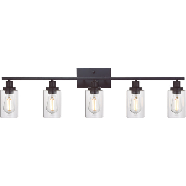 5-Light Wall Light Fixtures MELUCEE Vanity Lights Bathroom Fixtures Oil Rubbed Bronze Finished with Clear Glass
