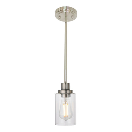 MELUCEE Mini Pendant Lights Brushed Nickel 1-Light with Clear Glass Shade