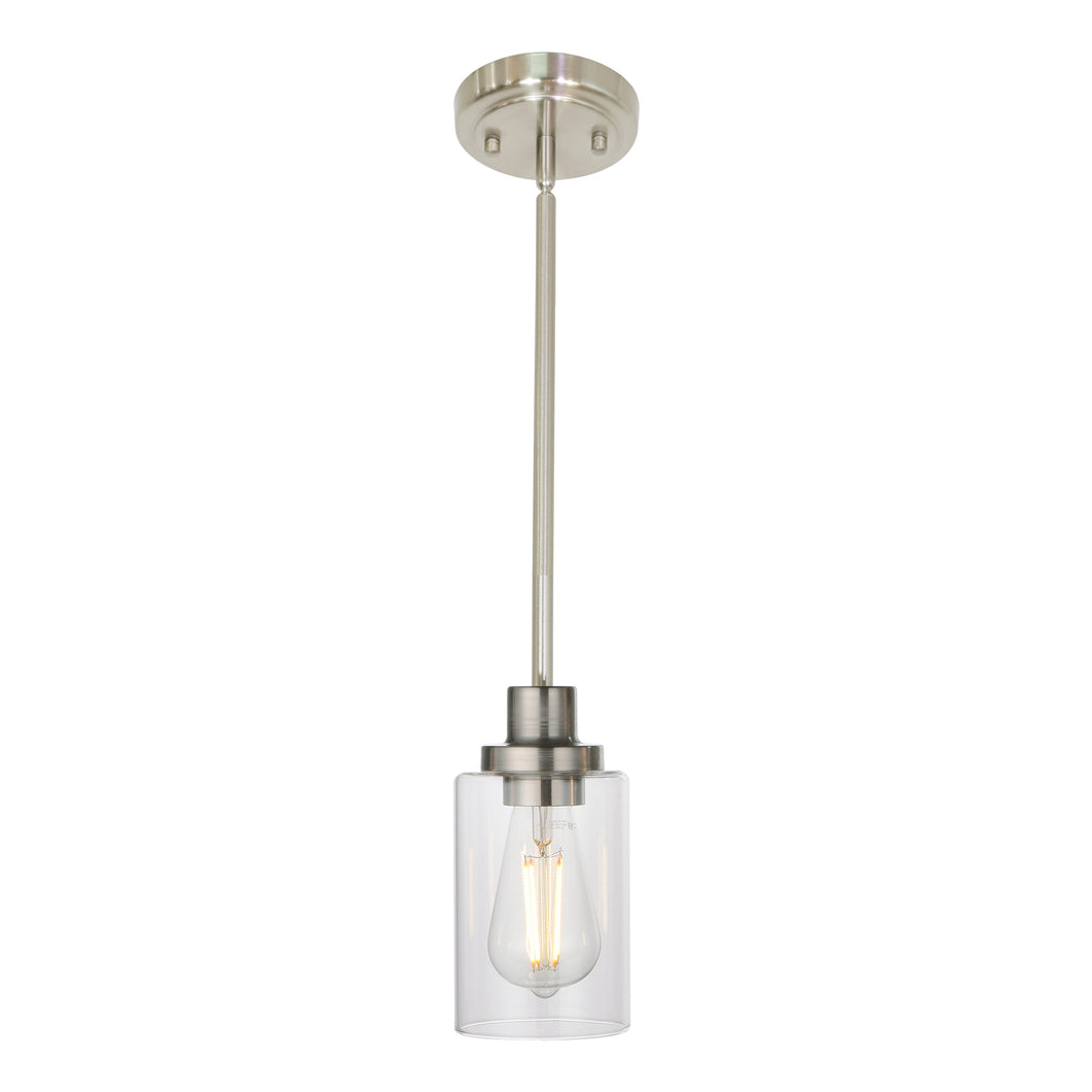 MELUCEE Mini Pendant Lights Brushed Nickel 1-Light with Clear Glass Shade