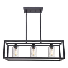 Load image into Gallery viewer, MELUCEE Kitchen Island Lighting 3 Lights Farmhouse Chandelier, Black Pendant Lighting with Clear Glass Shade
