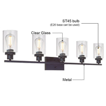 Load image into Gallery viewer, 5-Light Wall Light Fixtures MELUCEE Vanity Lights Bathroom Fixtures Oil Rubbed Bronze Finished with Clear Glass
