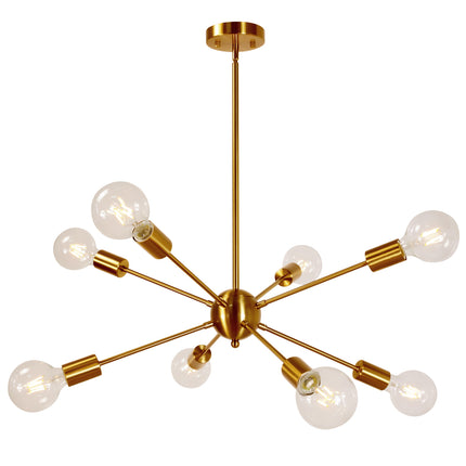 MELUCEE Sputnik Chandelier 8-Lights Brass Modern Pendant Lighting Mid Century Chandelier Semi Flush Mount