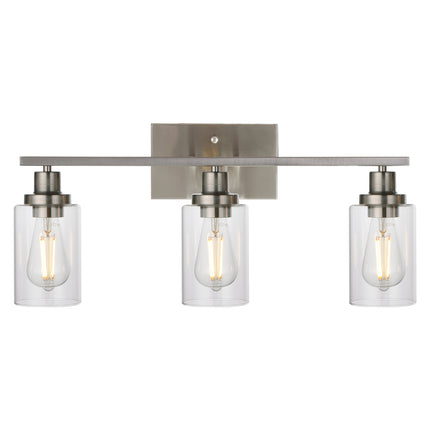 MELUCEE 3 Lights Wall Sconce Brushed Nickel Finished Modern Bathroom Vanity Light Fixtures with Clear Glass Shade