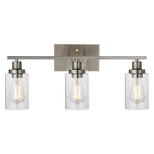 Load image into Gallery viewer, MELUCEE 3 Lights Wall Sconce Brushed Nickel Finished Modern Bathroom Vanity Light Fixtures with Clear Glass Shade
