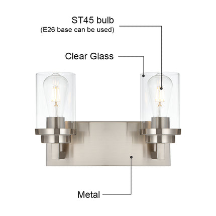 MELUCEE 2/3/4/5/6 Lights Bathroom Lighting Fixtures Over Mirror, Brushed Nickel Finish