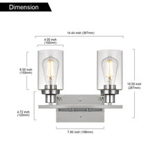 Load image into Gallery viewer, MELUCEE 2-Light Chrome Wall Sconce Industrial with Clear Glass Shade and Metal Base
