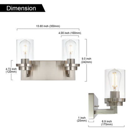 MELUCEE 2/3/4/5/6 Lights Bathroom Lighting Fixtures Over Mirror, Brushed Nickel Finish