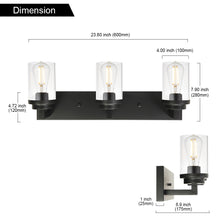 Load image into Gallery viewer, MELUCEE Vintage Bathroom Lighting Fixtures Over Mirror, 3-Light Modern Vanity Lights Black Finish Industrial Wall Sconce with Clear Glass Shade
