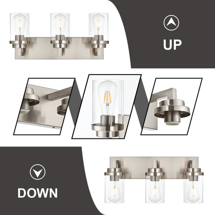 MELUCEE 2/3/4/5/6 Lights Bathroom Lighting Fixtures Over Mirror, Brushed Nickel Finish
