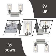Load image into Gallery viewer, MELUCEE 2-Light Chrome Wall Sconce Industrial with Clear Glass Shade and Metal Base
