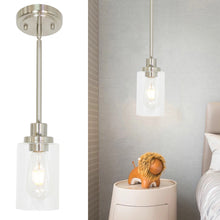 Load image into Gallery viewer, MELUCEE Mini Pendant Lights Brushed Nickel 1-Light with Clear Glass Shade
