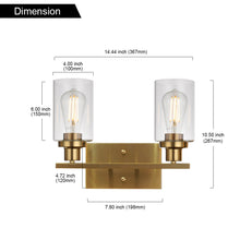 Load image into Gallery viewer, MELUCEE 2-Light Wall Sconce Brass Vanity Light Fixture Modern Style with Clear Glass Shade
