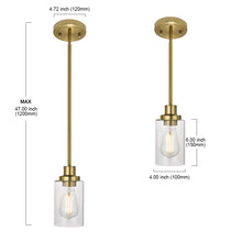 Load image into Gallery viewer, MELUCEE 1-Light Modern Pendant Light Brass Finish with Clear Glass Shade
