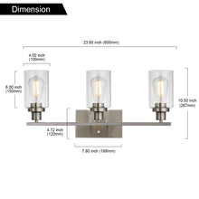 Load image into Gallery viewer, MELUCEE 3 Lights Wall Sconce Brushed Nickel Finished Modern Bathroom Vanity Light Fixtures with Clear Glass Shade
