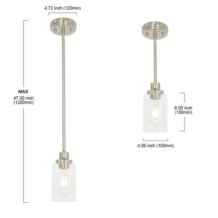 MELUCEE Mini Pendant Lights Brushed Nickel 1-Light with Clear Glass Shade