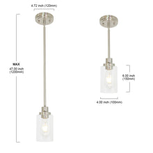Load image into Gallery viewer, MELUCEE Mini Pendant Lights Brushed Nickel 1-Light with Clear Glass Shade
