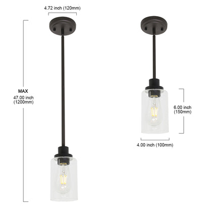 MELUCEE 1-Light Glass Pendant Light Industrial Edison Style Oil Rubbed Bronze Finish