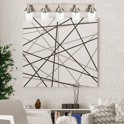 MELUCEE 2/3/4/5/6 Lights Bathroom Lighting Fixtures Over Mirror, Brushed Nickel Finish