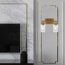 Load image into Gallery viewer, MELUCEE 2-Light Wall Sconce Brass Vanity Light Fixture Modern Style with Clear Glass Shade
