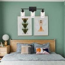 Load image into Gallery viewer, MELUCEE Bathroom Vanity Light Fixtures 3 Lights Wall Sconce Black with Clear Glass Shade
