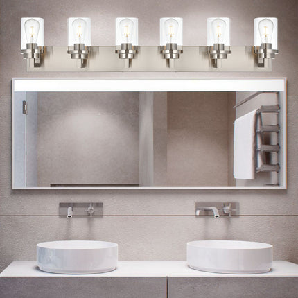 MELUCEE 2/3/4/5/6 Lights Bathroom Lighting Fixtures Over Mirror, Brushed Nickel Finish