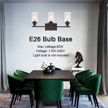 Load image into Gallery viewer, MELUCEE 3 Light Bathroom Vanity Light Oil Rubbed Bronze, Industrial Wall Light Fixture with Clear Glass Shade
