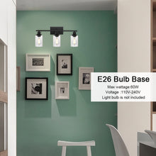 Load image into Gallery viewer, MELUCEE Bathroom Vanity Light Fixtures 3 Lights Wall Sconce Black with Clear Glass Shade
