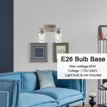 Load image into Gallery viewer, MELUCEE Metal Wall Lights with Clear Glass Shade 2 Heads Bathroom Light Fixtures Brushed Nickel
