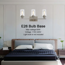 Load image into Gallery viewer, MELUCEE 3 Lights Wall Sconce Brushed Nickel Finished Modern Bathroom Vanity Light Fixtures with Clear Glass Shade

