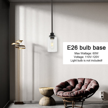 MELUCEE 1-Light Glass Pendant Light Industrial Edison Style Oil Rubbed Bronze Finish