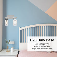 Load image into Gallery viewer, MELUCEE 2-Light Chrome Wall Sconce Industrial with Clear Glass Shade and Metal Base
