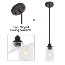 Load image into Gallery viewer, MELUCEE 1-Light Glass Pendant Light Industrial Edison Style Oil Rubbed Bronze Finish
