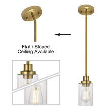 Load image into Gallery viewer, MELUCEE 1-Light Modern Pendant Light Brass Finish with Clear Glass Shade
