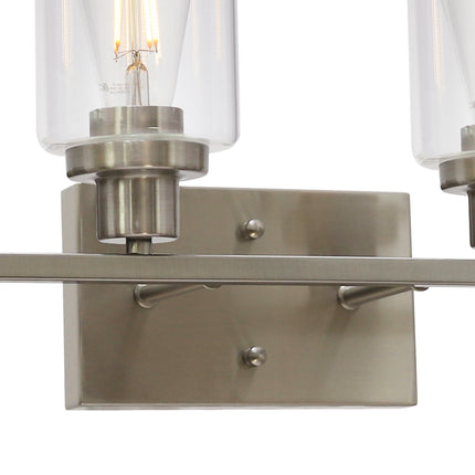 MELUCEE Modern Bathroom Vanity Light Fixtures 6-Light Brushed Nickel Contemporary Wall Light with Glass Shade