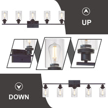 Load image into Gallery viewer, 5-Light Wall Light Fixtures MELUCEE Vanity Lights Bathroom Fixtures Oil Rubbed Bronze Finished with Clear Glass
