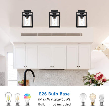 MELUCEE Ceiling Light Fixtures Flush Mount Black Hallway Light Fixtures Ceiling